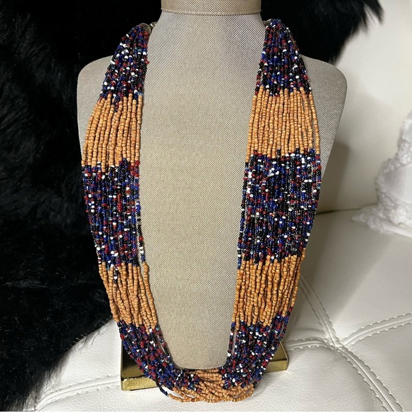 MULTI-STRAND BEADED OPERA NECKLACE - Picture 1 of 5